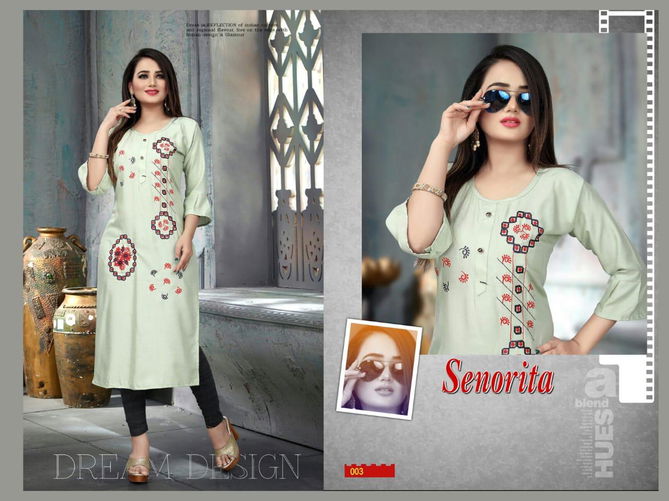 Aagya Senorita Latest Heavy Embroidery Work Casual Kurti Collection